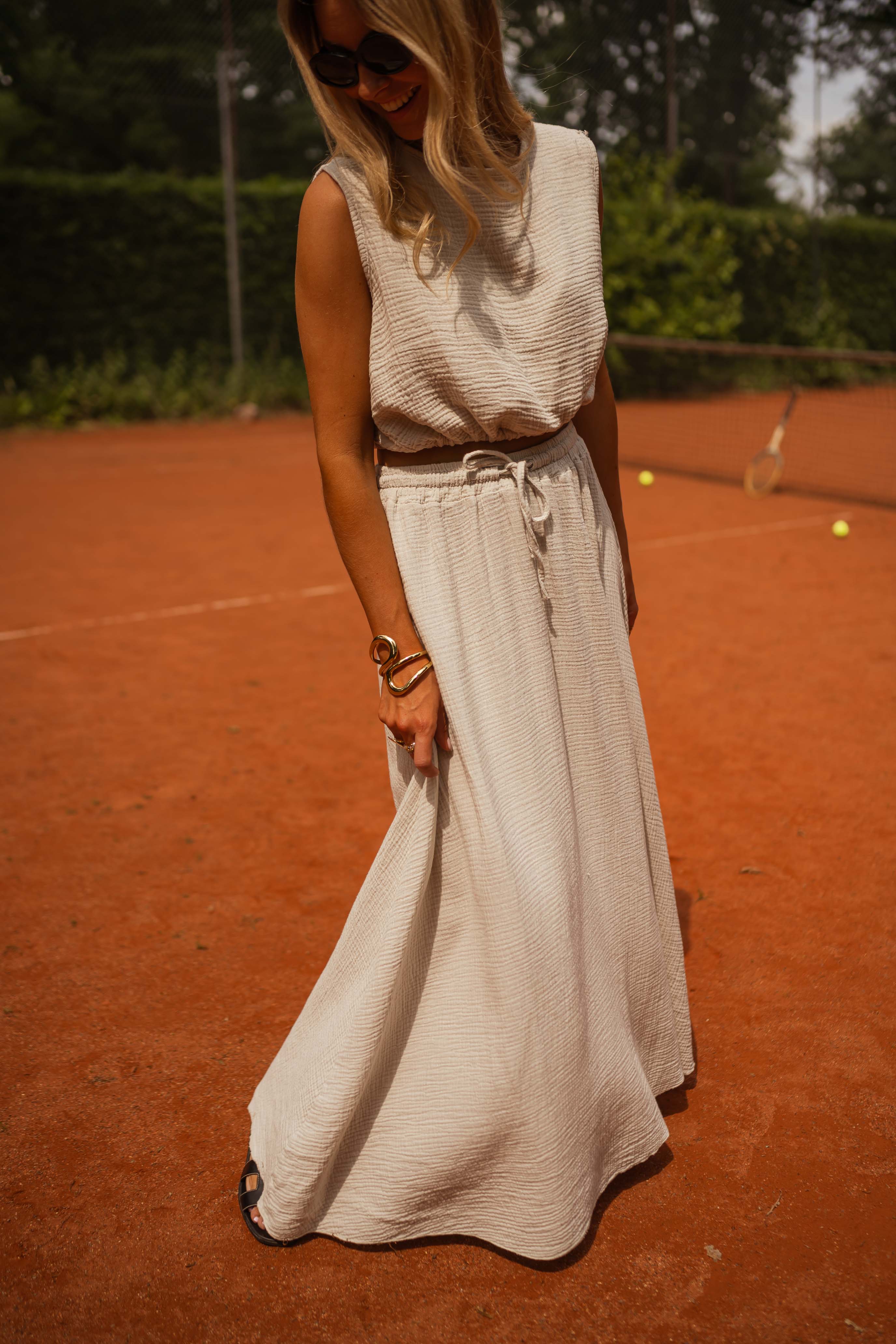 Alyssa skirt - beige cotton gauze