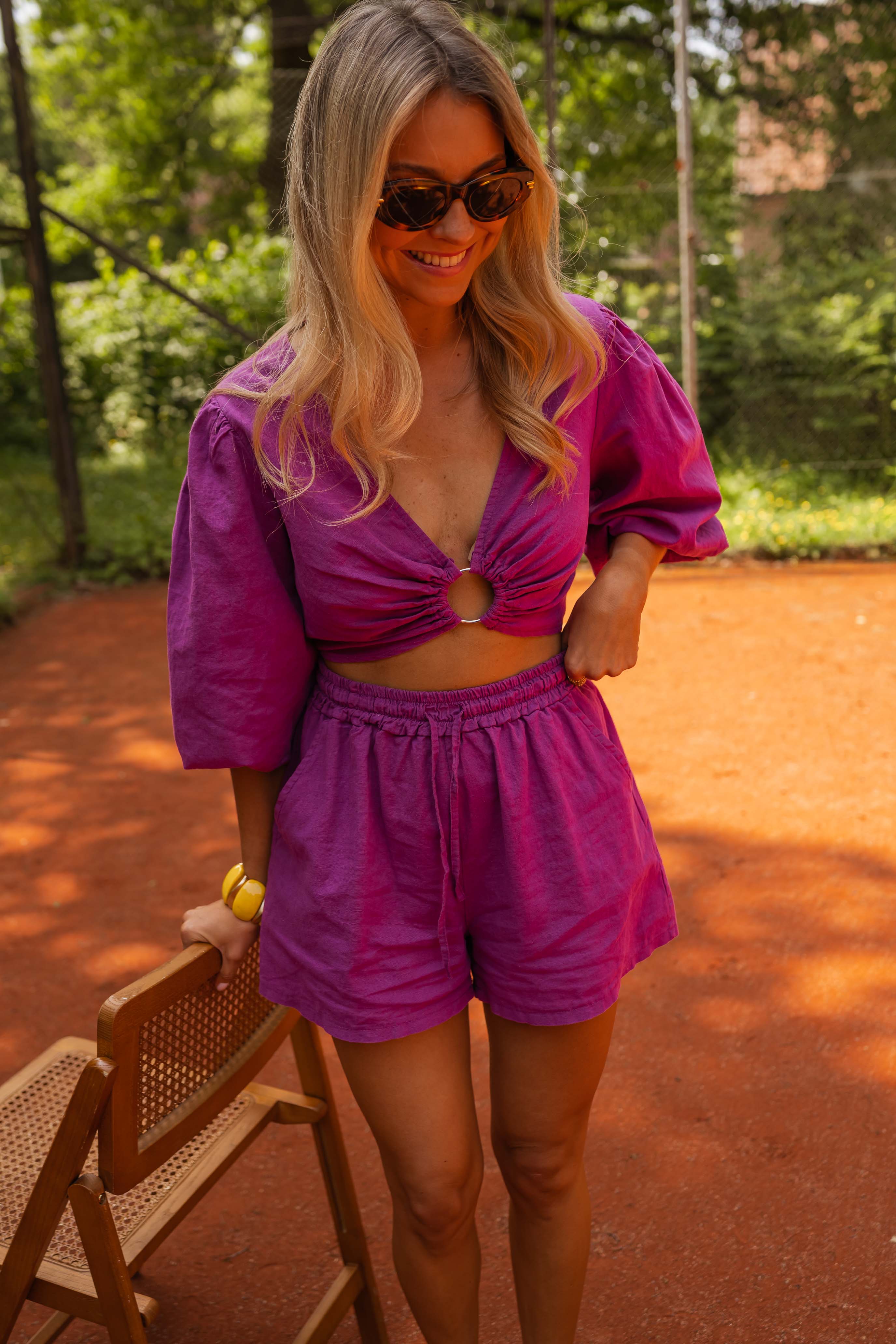 Enael short - linen purple